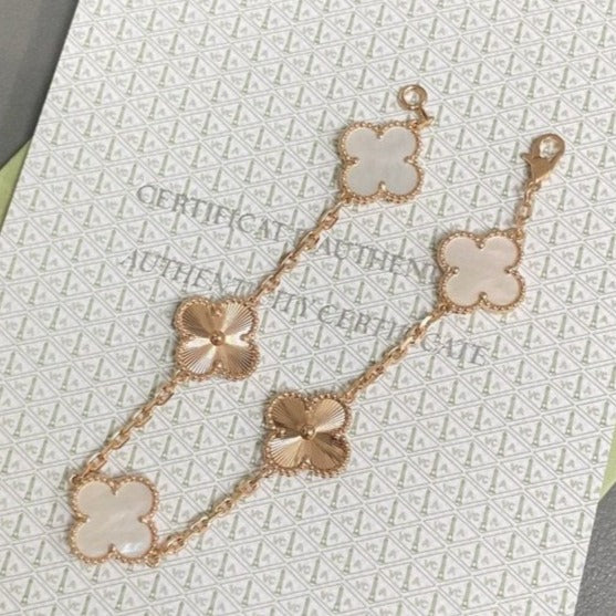 [Radiant Gem]New CLOVER WHITE PEARL MOP 5 MOTIF BRACELET COLLECTION