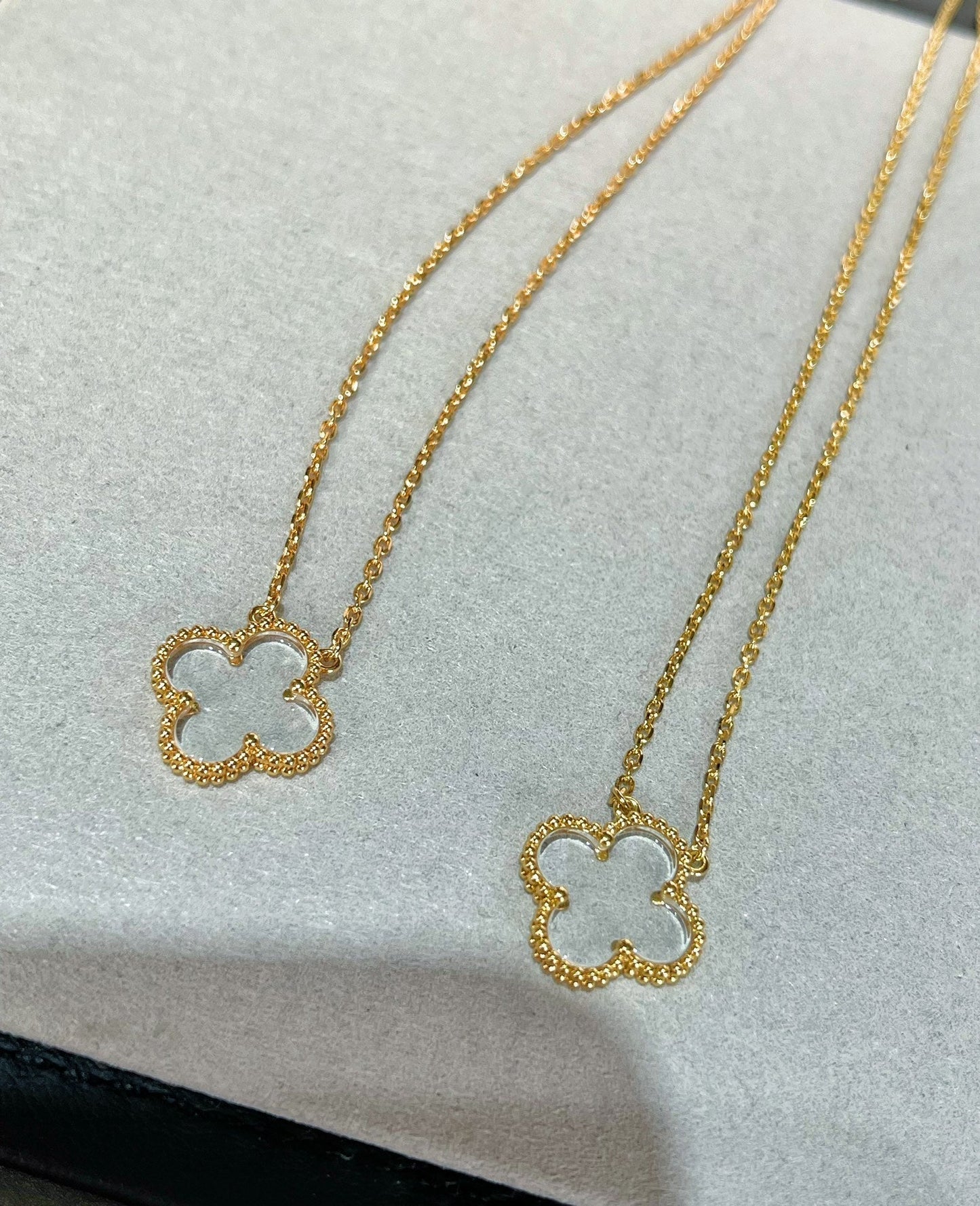 [Radiant Gem]¯CLOVER ROCK CRYSTAL ROSE GOLD NECKLACE