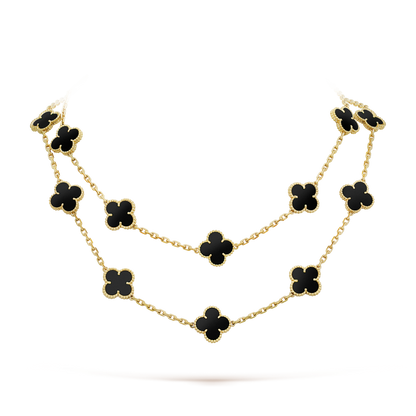 [Radiant Gem]¯CLOVER 20 MOTIFS ONYX NECKLACE