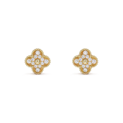 [Radiant Gem]¯CLOVER MEDIUM 1 MOTIFS FUll DIAMOND EARRINGS