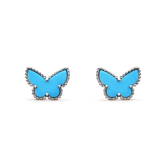 [Radiant Gem]¯BUTTERFLY TURQUOISE EARRINGS SILVER