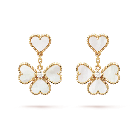 [Radiant Gem]¯CLOVER SWEET WHITE MOP EARRINGS