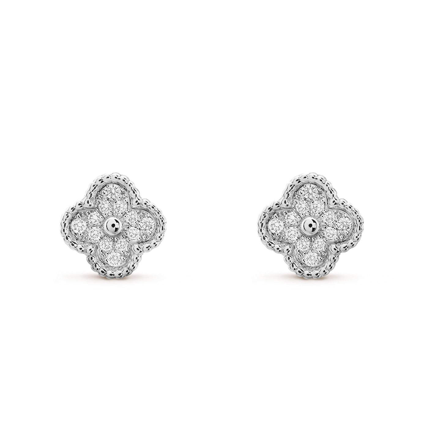 [Radiant Gem]¯CLOVER MINI DIAMOND STUD EARRINGS