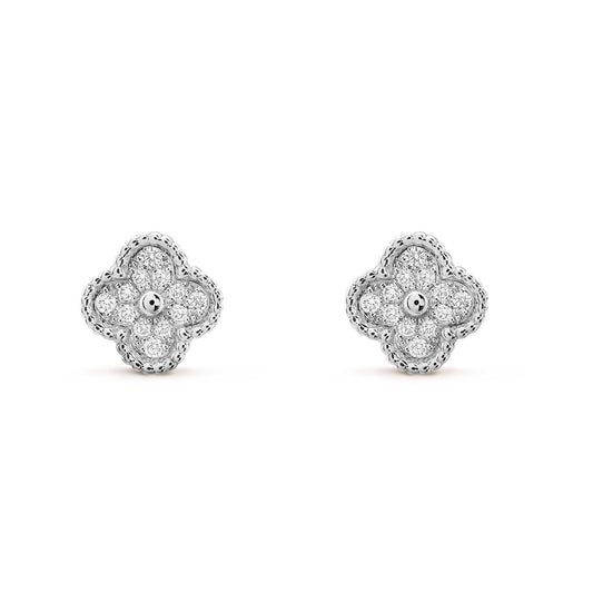 [Radiant Gem]¯CLOVER MINI DIAMOND STUD EARRINGS