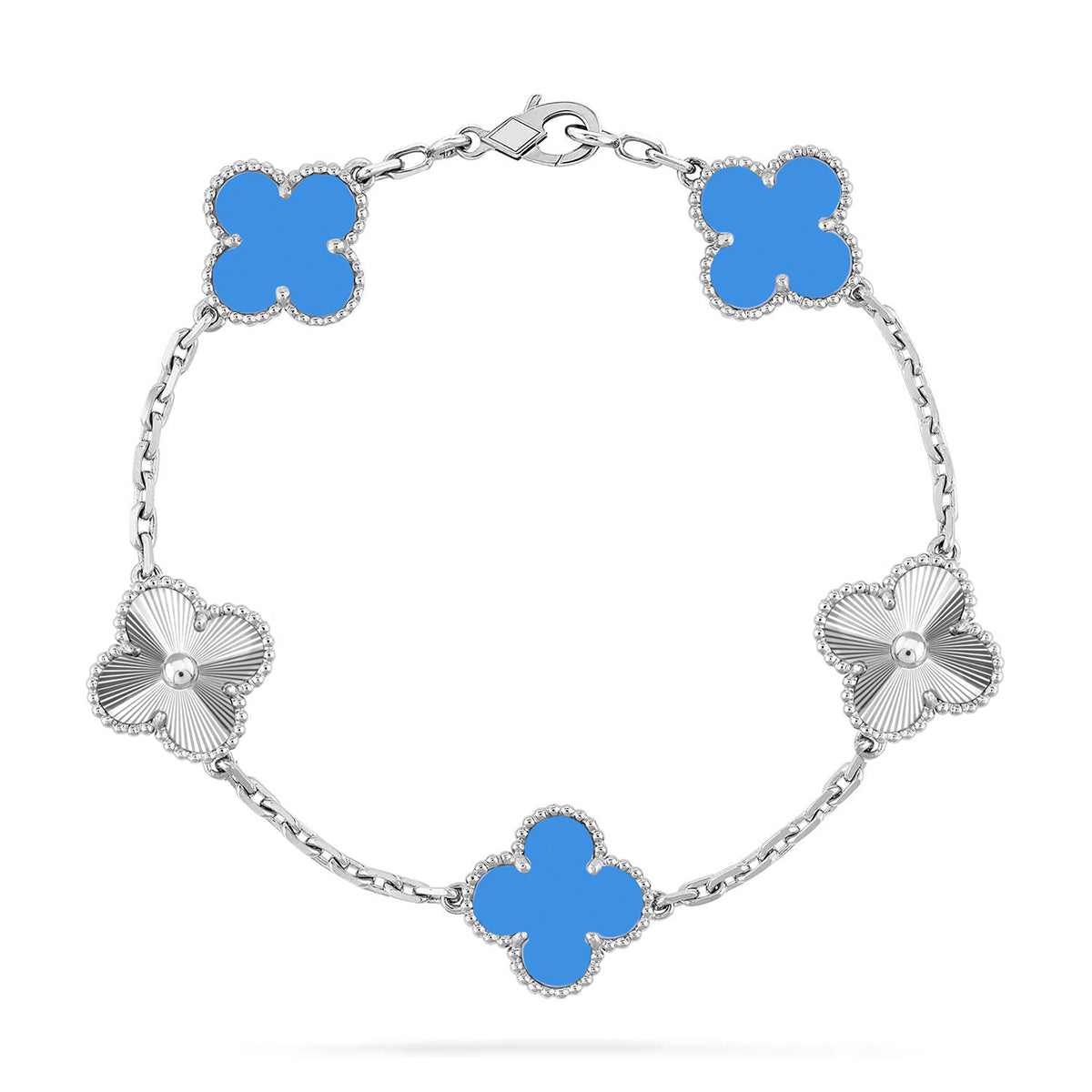 [Radiant Gem]New CLOVER 5 MOTIF BLUE AGATE BRACELET COLLECTION