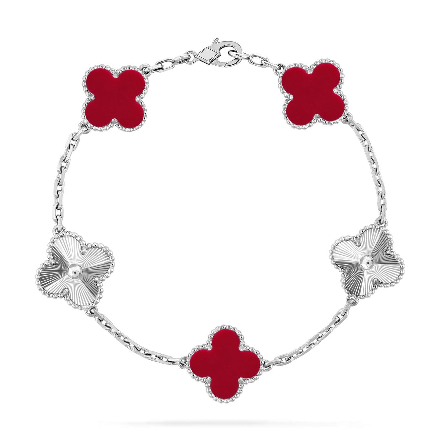 [Radiant Gem]New  CLOVER 5 MOTIF RED CORNELIAN BRACELET COLLECTION