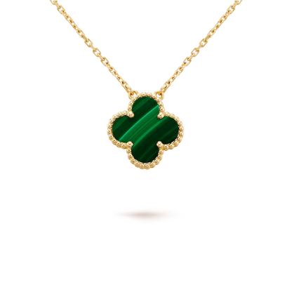 [Radiant Gem]¯CLOVER 15MM MALACHITE SINGLE FLOWER  NECKLACE