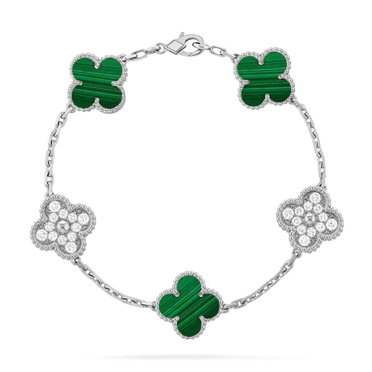 [Radiant Gem]New  CLOVER 5 MOTIF MALACHITE BRACELET COLLECTION