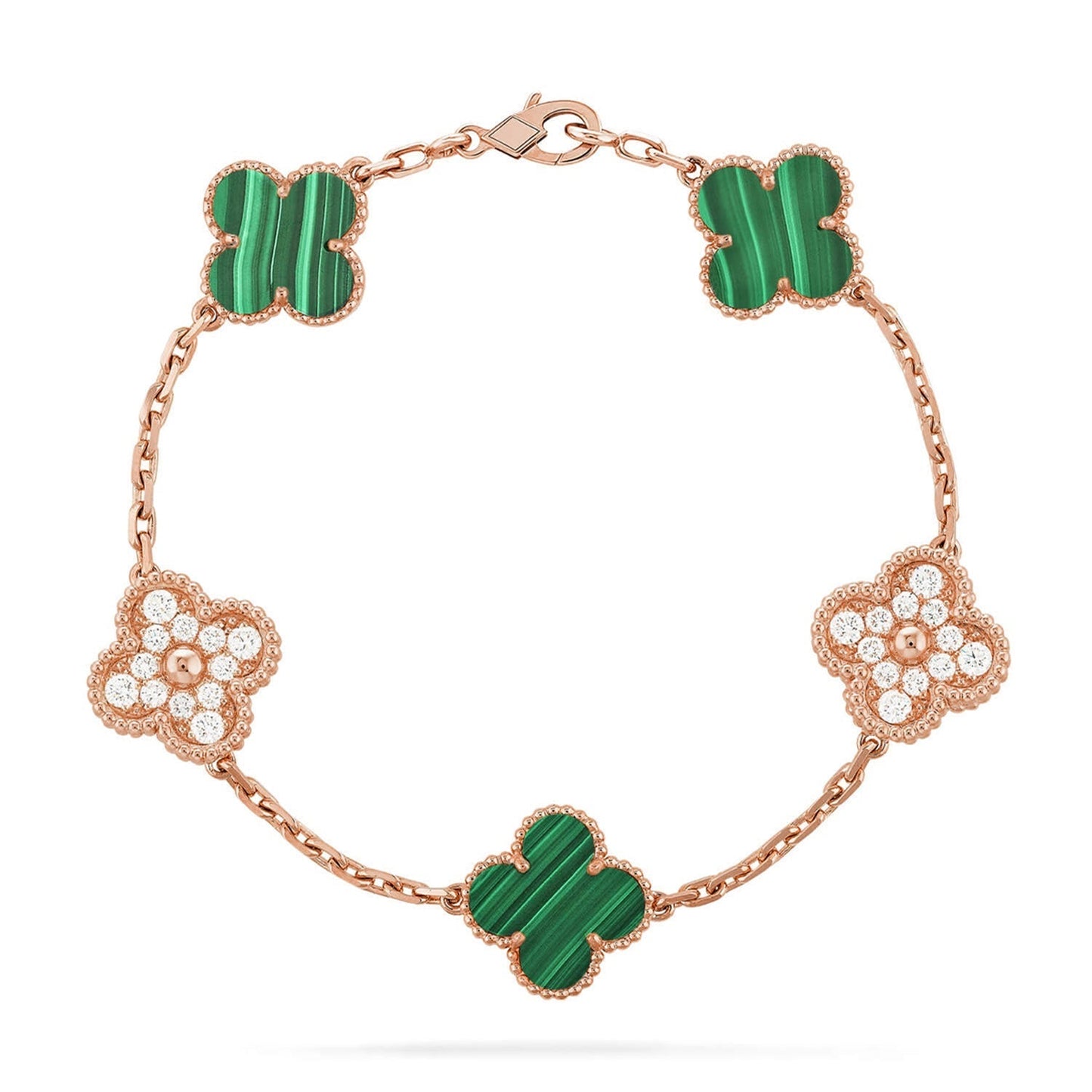 [Radiant Gem]New  CLOVER 5 MOTIF MALACHITE BRACELET COLLECTION
