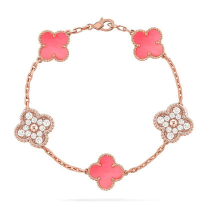 [Radiant Gem]New  CLOVER 5 MOTIFS  PINK MOP BRACELET COLLECTION