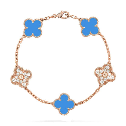 [Radiant Gem]New CLOVER 5 MOTIF BLUE AGATE BRACELET COLLECTION