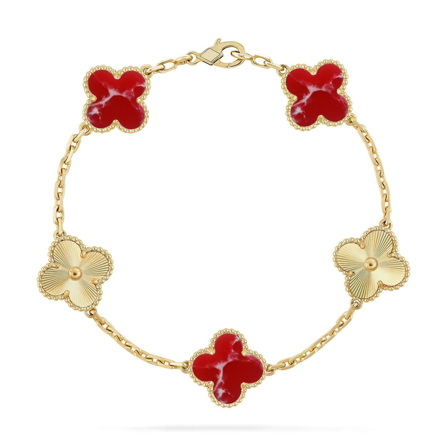 [Radiant Gem]New CLOVER 5 MOTIF RED PATTERN BRACELET COLLECTION