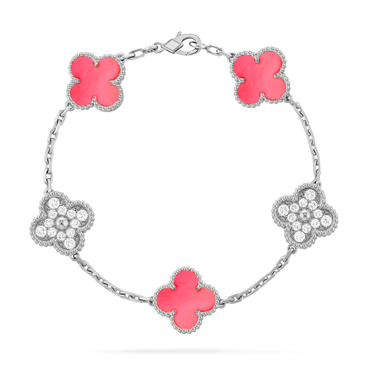 [Radiant Gem]New  CLOVER 5 MOTIFS  PINK MOP BRACELET COLLECTION