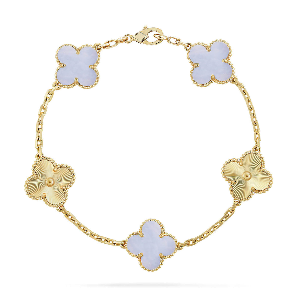 [Radiant Gem]New  CLOVER 5 MOTIF PURPLE CHALCEDONY BRACELET COLLECTION