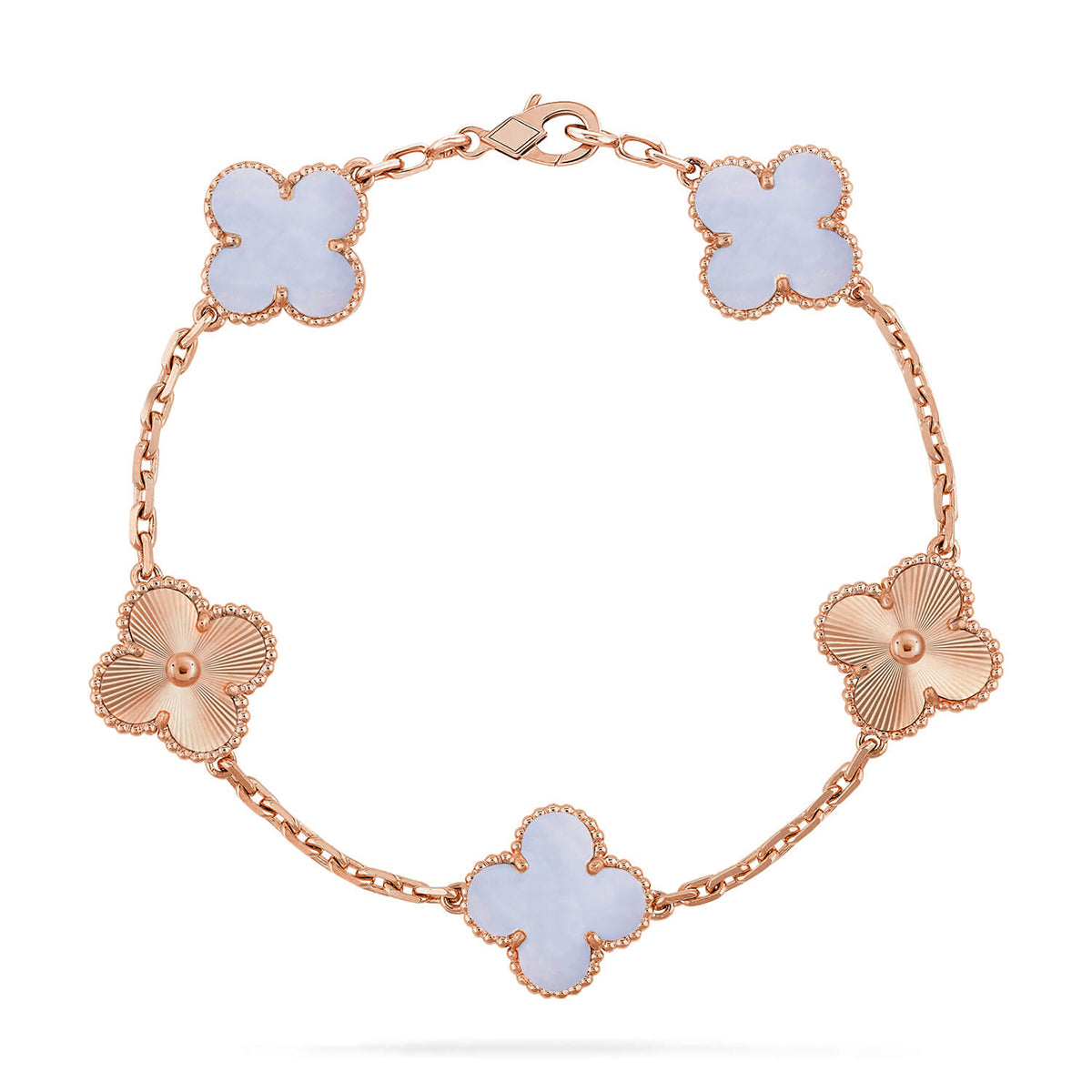 [Radiant Gem]New  CLOVER 5 MOTIF PURPLE CHALCEDONY BRACELET COLLECTION