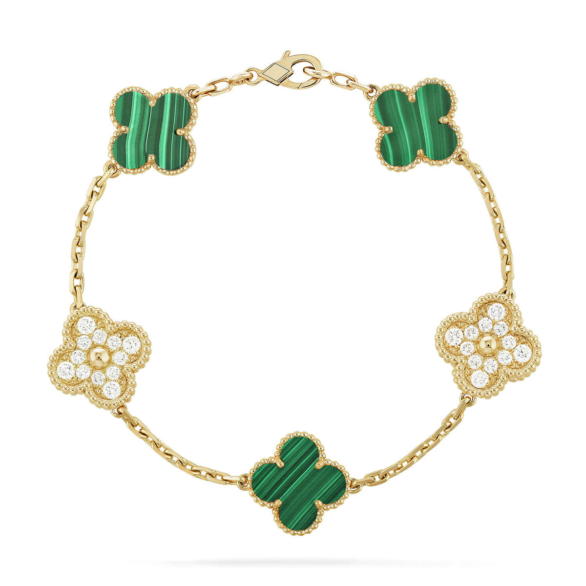 [Radiant Gem]New  CLOVER 5 MOTIF MALACHITE BRACELET COLLECTION