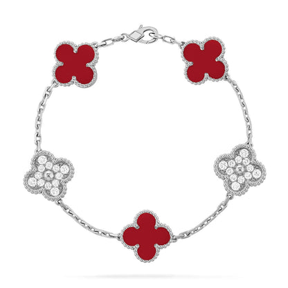 [Radiant Gem]New  CLOVER 5 MOTIF RED CORNELIAN BRACELET COLLECTION
