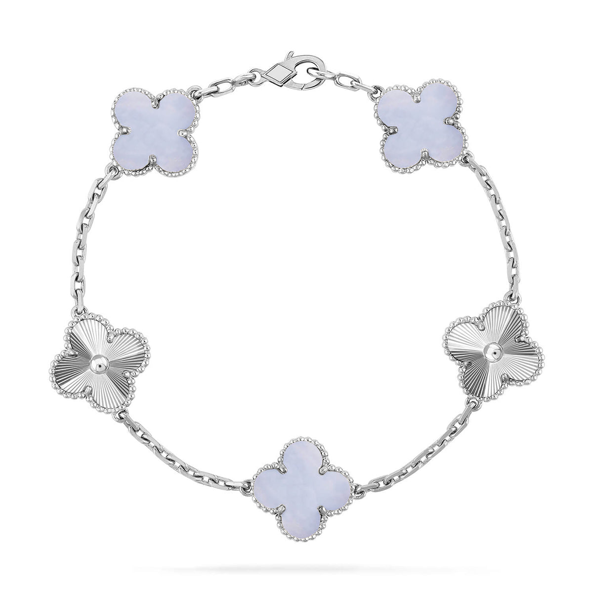 [Radiant Gem]New  CLOVER 5 MOTIF PURPLE CHALCEDONY BRACELET COLLECTION