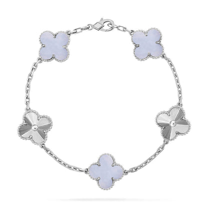 [Radiant Gem]New  CLOVER 5 MOTIF PURPLE CHALCEDONY BRACELET COLLECTION