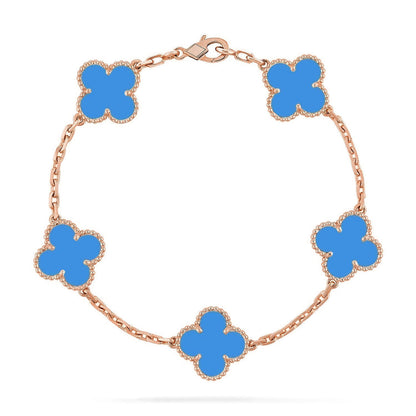 [Radiant Gem]New CLOVER 5 MOTIF BLUE AGATE BRACELET COLLECTION