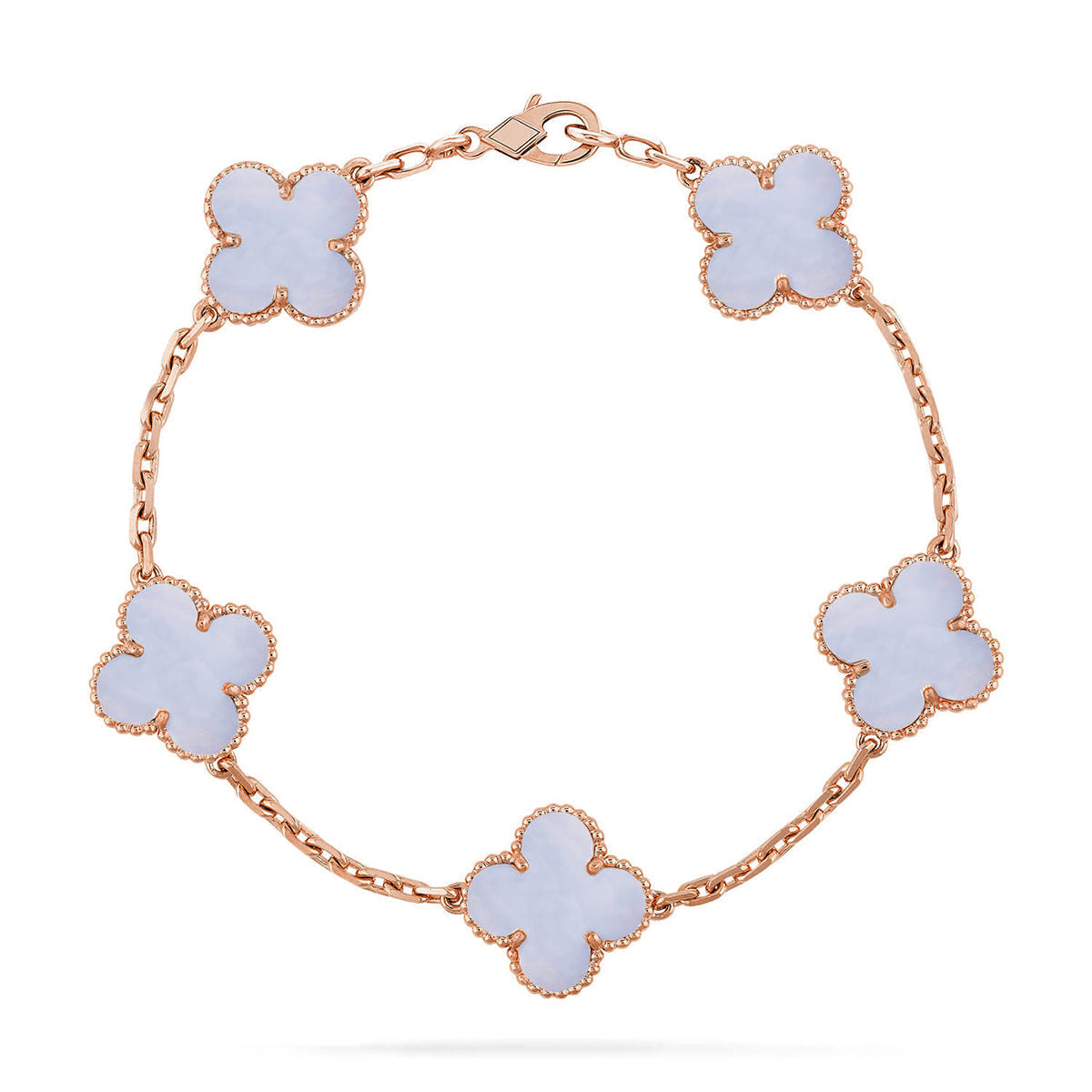 [Radiant Gem]New  CLOVER 5 MOTIF PURPLE CHALCEDONY BRACELET COLLECTION