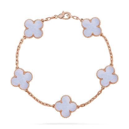 [Radiant Gem]New  CLOVER 5 MOTIF PURPLE CHALCEDONY BRACELET COLLECTION