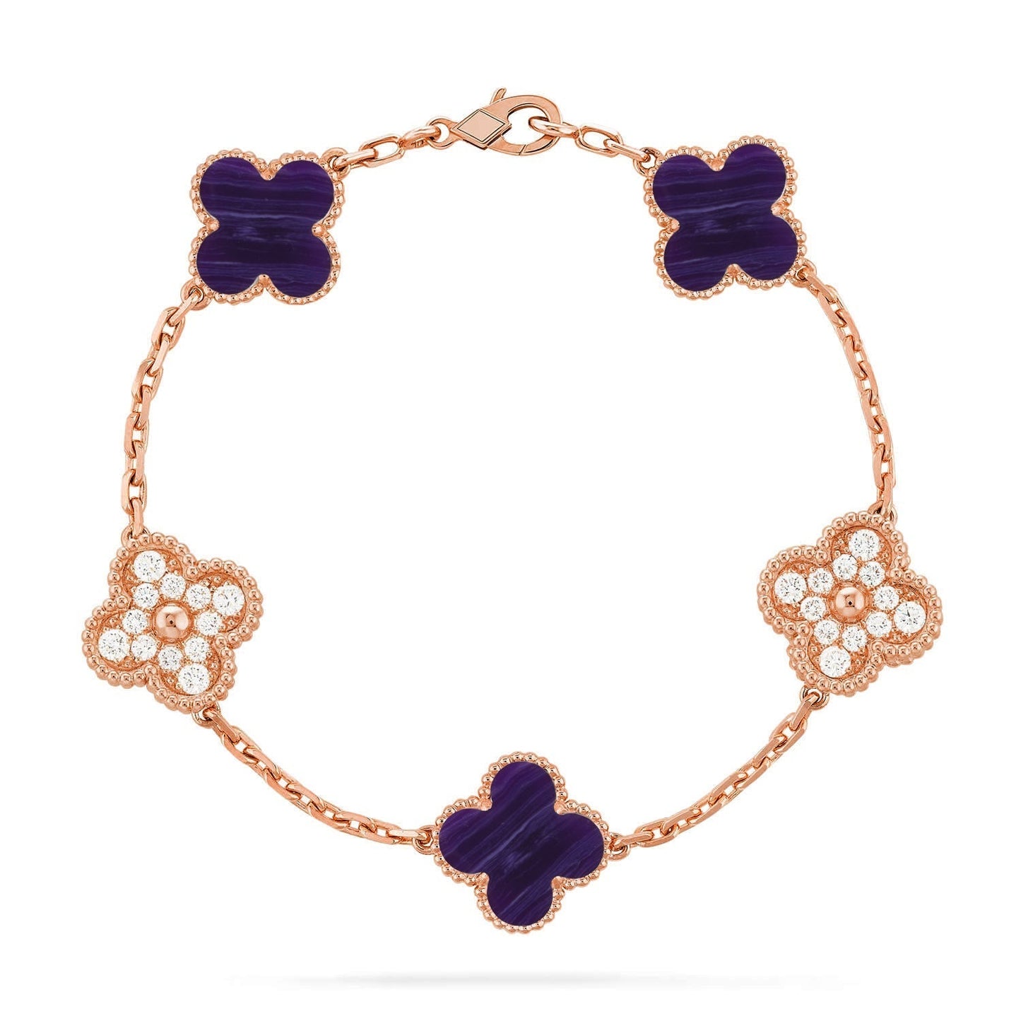[Radiant Gem]New CLOVER 5 MOTIF PURPLE STRIPES BRACELET COLLECTION