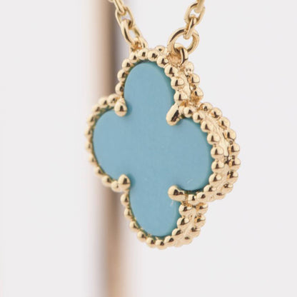 [Radiant Gem]¯CLOVER 15MM VINTAGE TURQUOISE NECKLACE