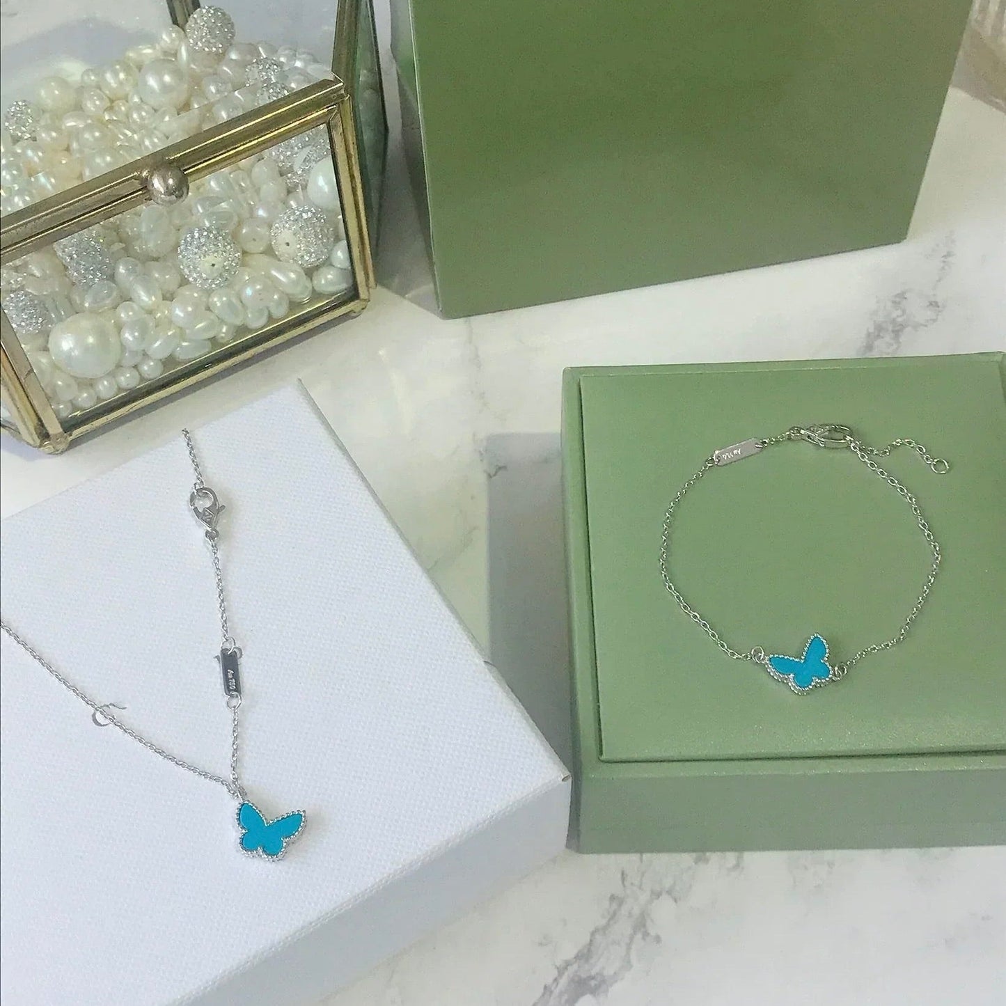 [Radiant Gem]¯BUTTERFLY TURQUOISE BUTTERFLY BRACELET SILVER