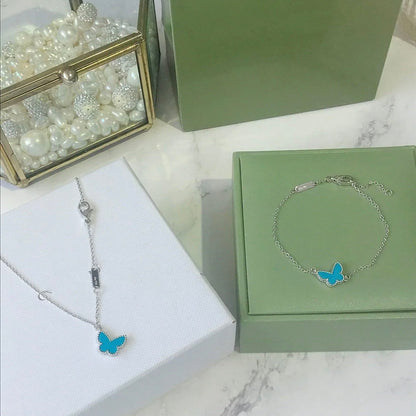 [Radiant Gem]¯BUTTERFLY TURQUOISE BUTTERFLY BRACELET SILVER