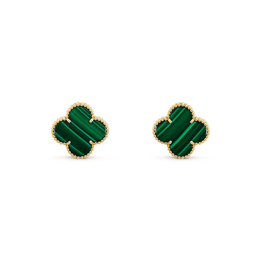 [Radiant Gem]¯CLOVER MINI 9.5MM MALACHITE  EARRINGS
