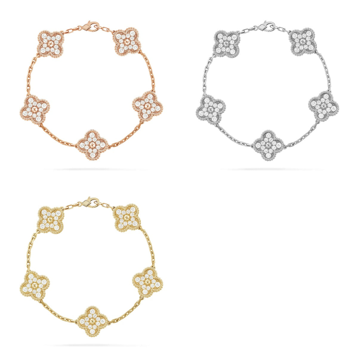 [Radiant Gem] New  CLOVER 5 MOTIF FULL DIAMOND BRACELET COLLECTION