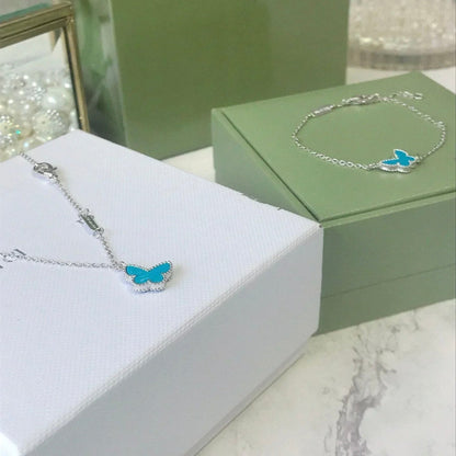 [Radiant Gem]¯BUTTERFLY TURQUOISE BUTTERFLY BRACELET SILVER
