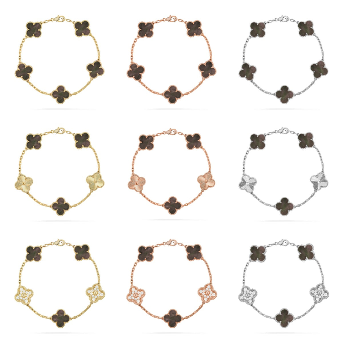 [Radiant Gem]New CLOVER 5 MOTIF GRAY MOP BRACELET COLLECTION