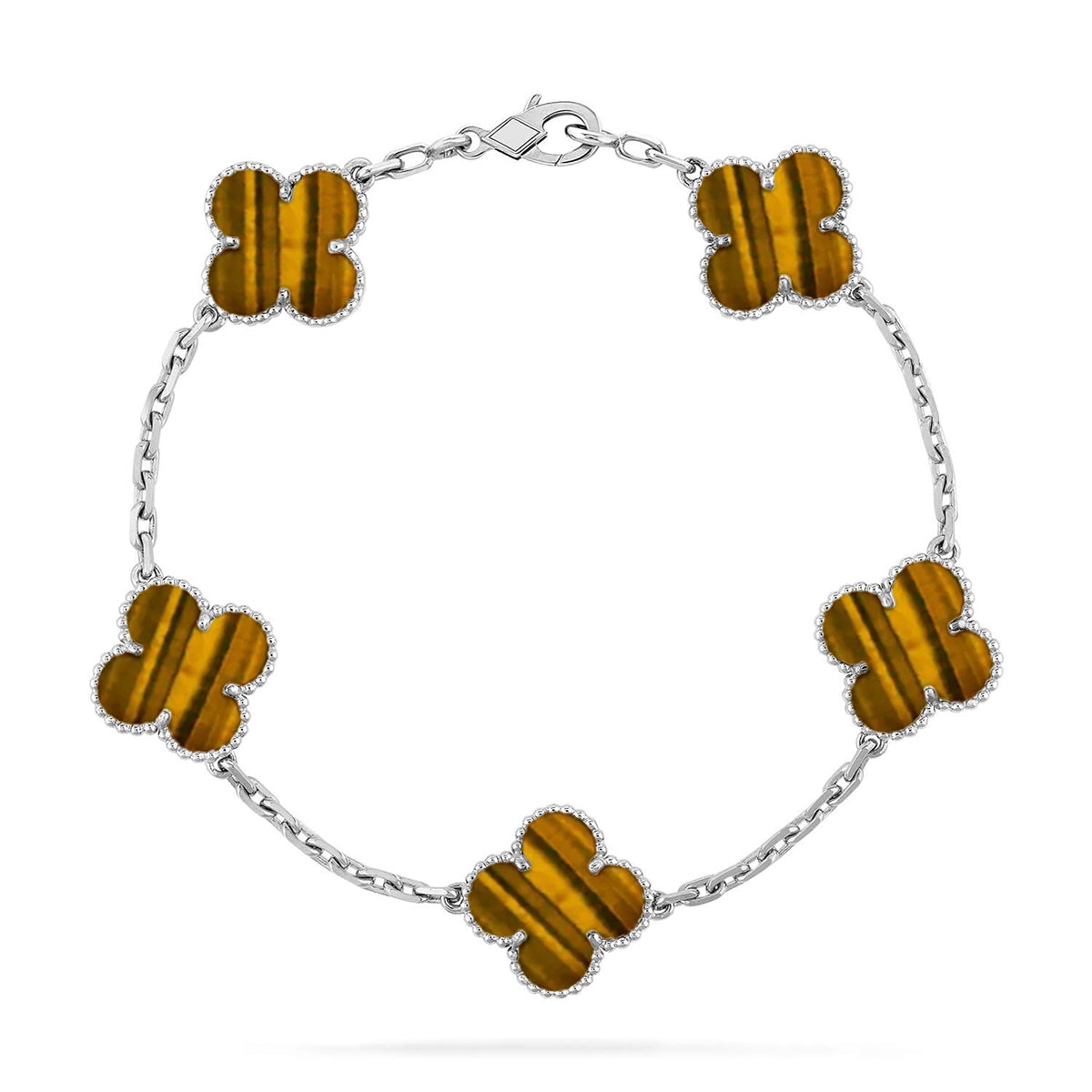 [Radiant Gem]New  CLOVER 5 MOTIFS TIGER EYE BRACELET COLLECTION