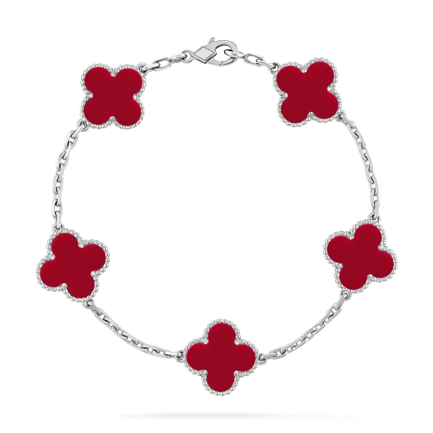 [Radiant Gem]New  CLOVER 5 MOTIF RED CORNELIAN BRACELET COLLECTION