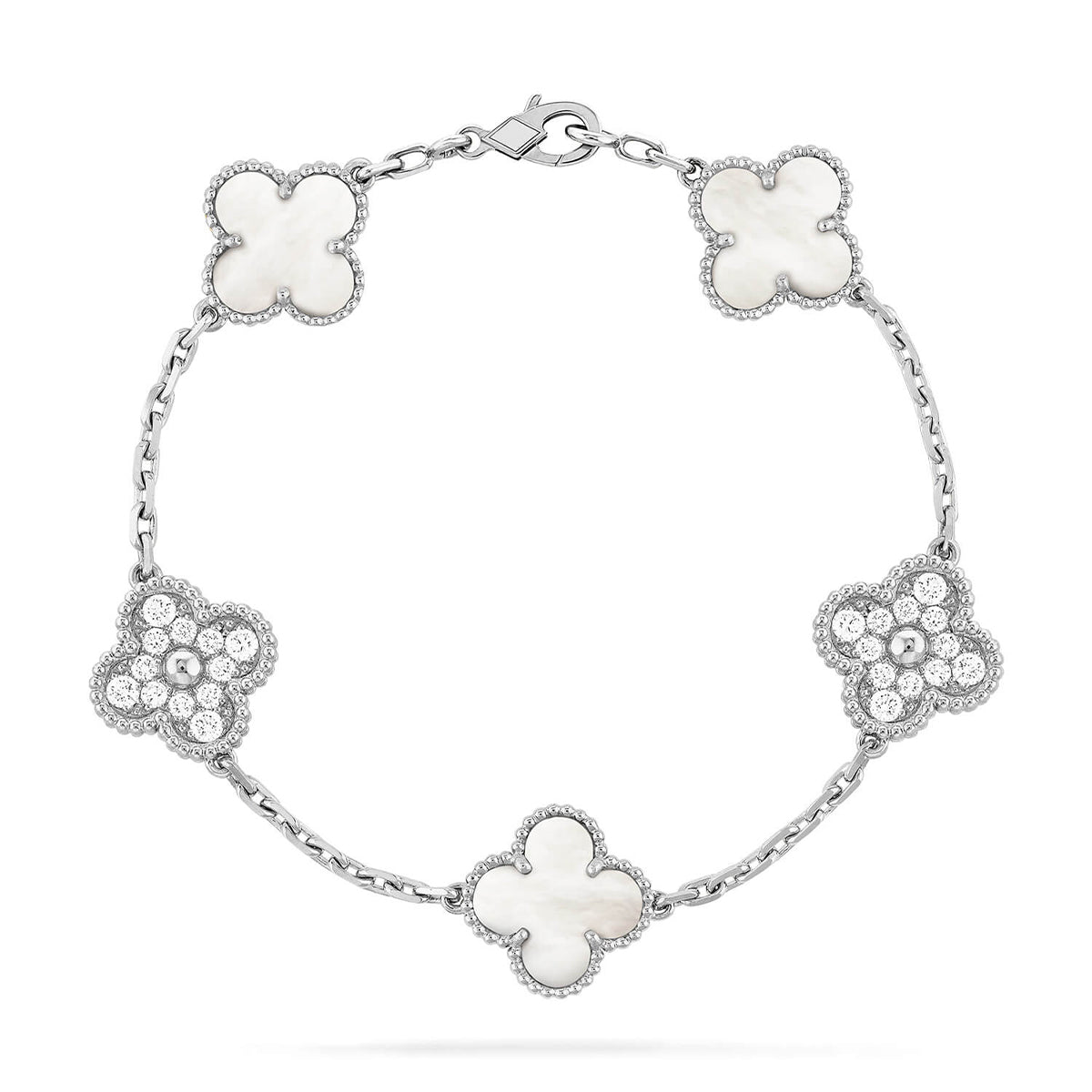 [Radiant Gem]New CLOVER WHITE PEARL MOP 5 MOTIF BRACELET COLLECTION