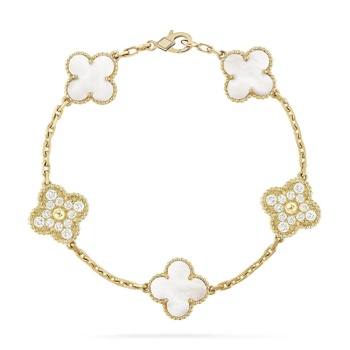 [Radiant Gem]New CLOVER WHITE PEARL MOP 5 MOTIF BRACELET COLLECTION