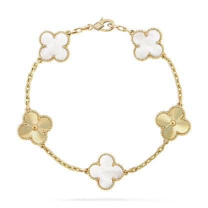 [Radiant Gem]New CLOVER WHITE PEARL MOP 5 MOTIF BRACELET COLLECTION