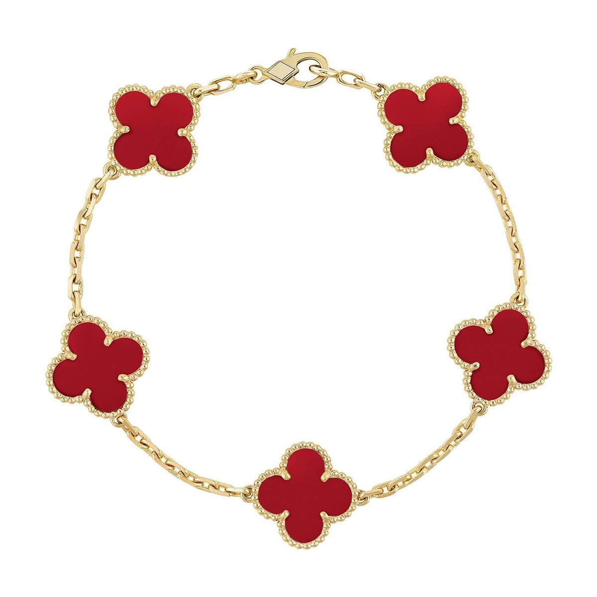[Radiant Gem]New  CLOVER 5 MOTIF RED CORNELIAN BRACELET COLLECTION