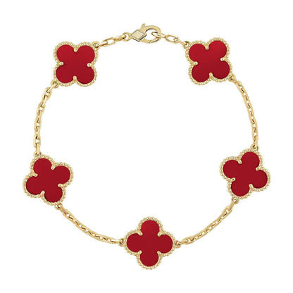 [Radiant Gem]New  CLOVER 5 MOTIF RED CORNELIAN BRACELET COLLECTION