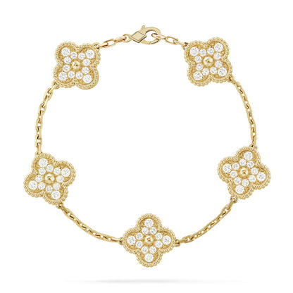 [Radiant Gem] New  CLOVER 5 MOTIF FULL DIAMOND BRACELET COLLECTION