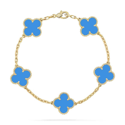 [Radiant Gem]New CLOVER 5 MOTIF BLUE AGATE BRACELET COLLECTION