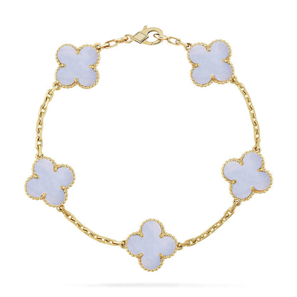 [Radiant Gem]New  CLOVER 5 MOTIF PURPLE CHALCEDONY BRACELET COLLECTION