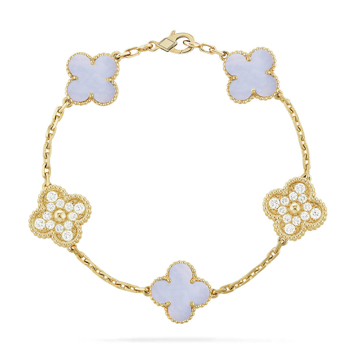 [Radiant Gem]New  CLOVER 5 MOTIF PURPLE CHALCEDONY BRACELET COLLECTION