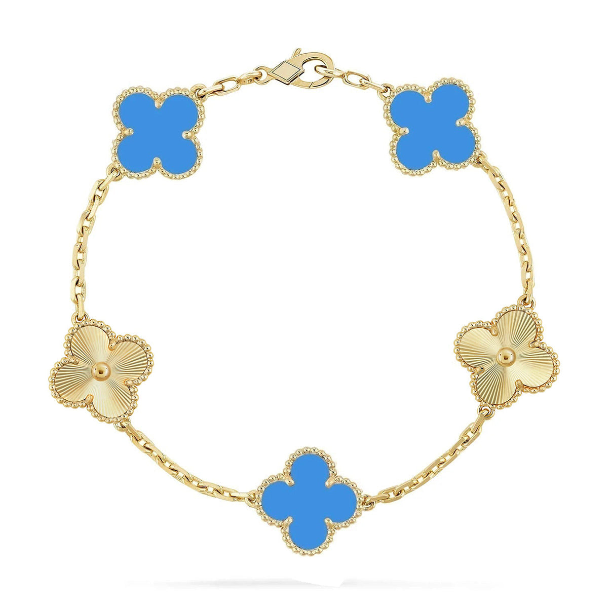 [Radiant Gem]New CLOVER 5 MOTIF BLUE AGATE BRACELET COLLECTION