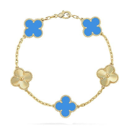 [Radiant Gem]New CLOVER 5 MOTIF BLUE AGATE BRACELET COLLECTION