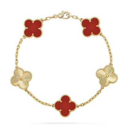 [Radiant Gem]New  CLOVER 5 MOTIF RED CORNELIAN BRACELET COLLECTION