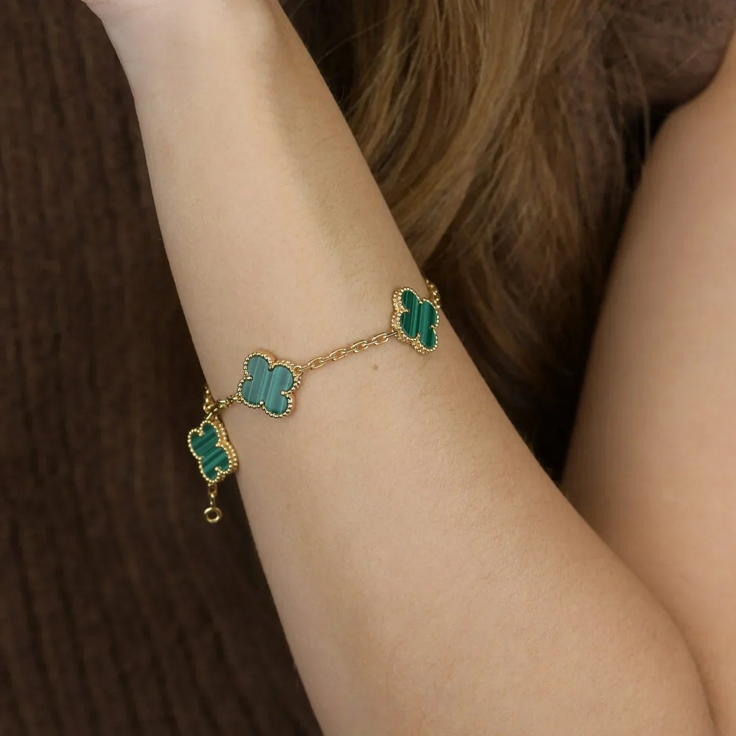 [Radiant Gem]New  CLOVER 5 MOTIF MALACHITE BRACELET COLLECTION