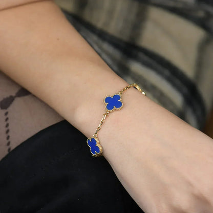 [Radiant Gem]New CLOVER 5 MOTIF BLUE AGATE BRACELET COLLECTION